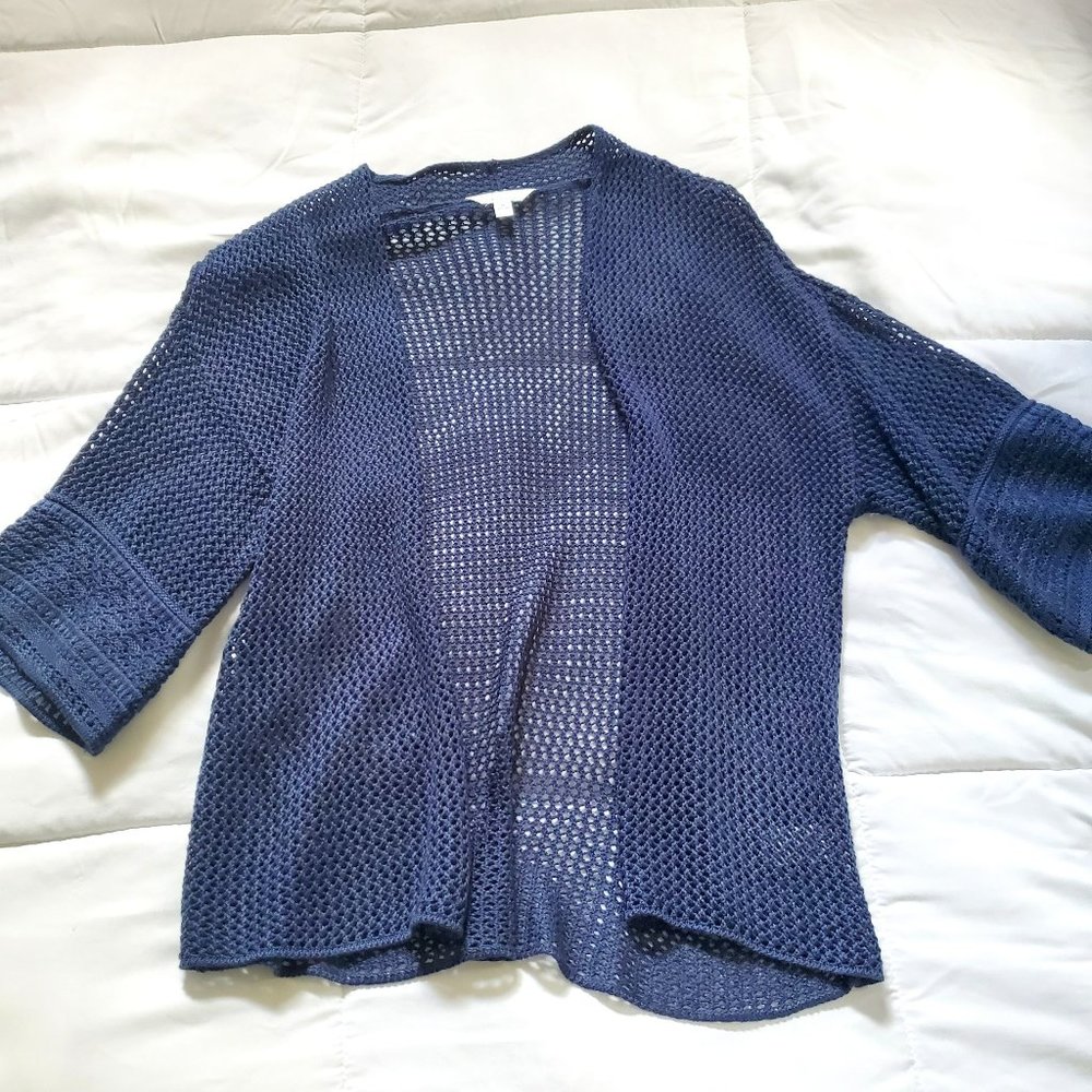 Time and Tru Navy Cable Knit Cardigan